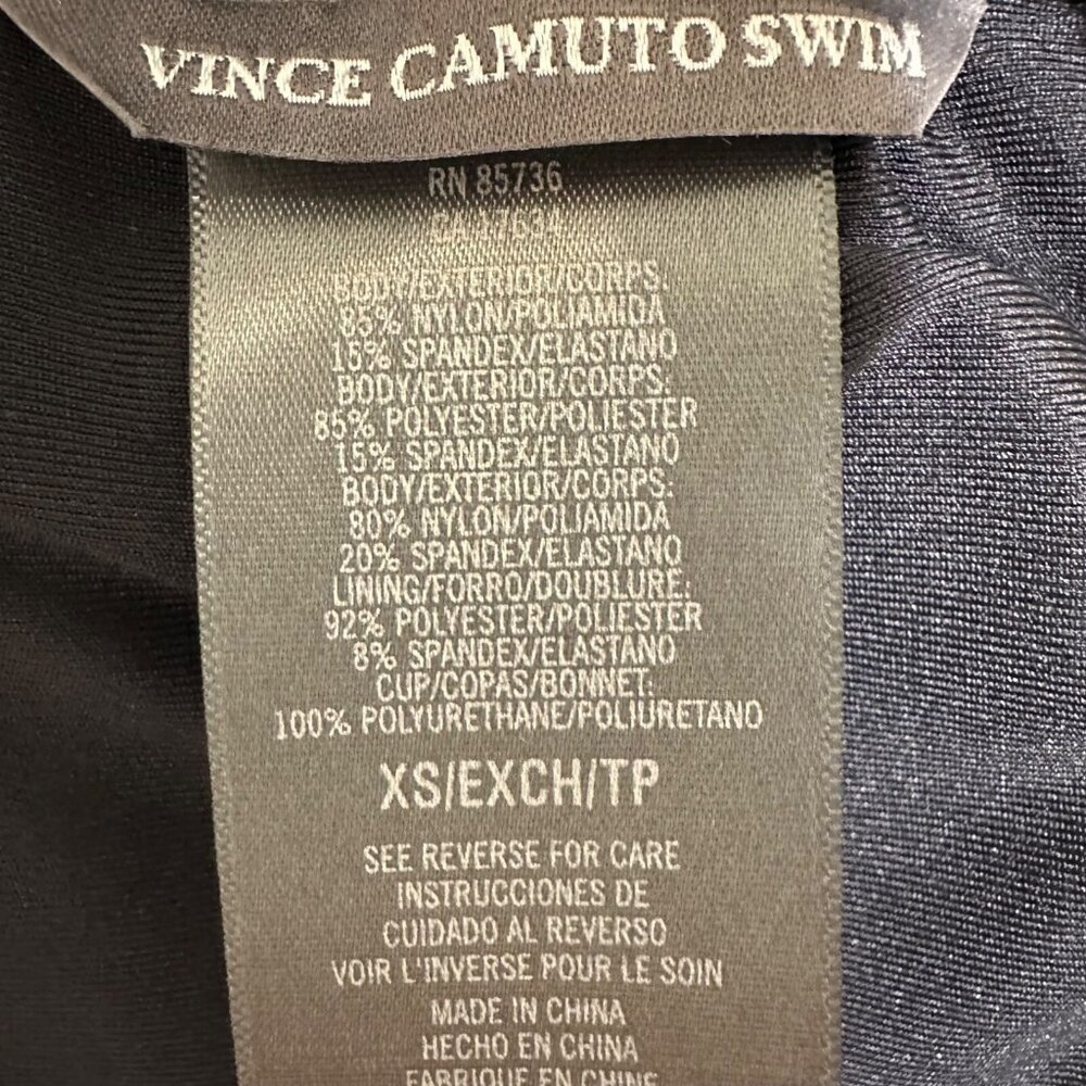 Vince Camuto Size XS Black Gold Shimmer Blocked Square Neck Swim Top‎ NWT - Picture 9 of 9